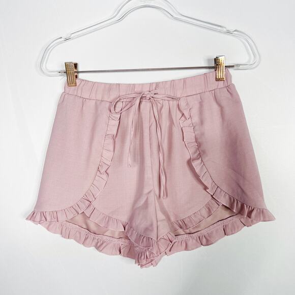 Cloud Ten Pink Lilac Off The Shoulder Top & Ruffled Shorts 2 Piece Set Small S - Picture 8 of 13